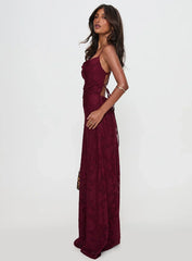 Celena Maxi Dress Burgundy Burnout