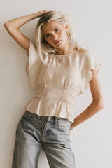 Whit Smocked Blouse In Cream Final Sale
