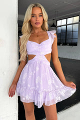 Deborah Cut Out Mini Dress - Lilac