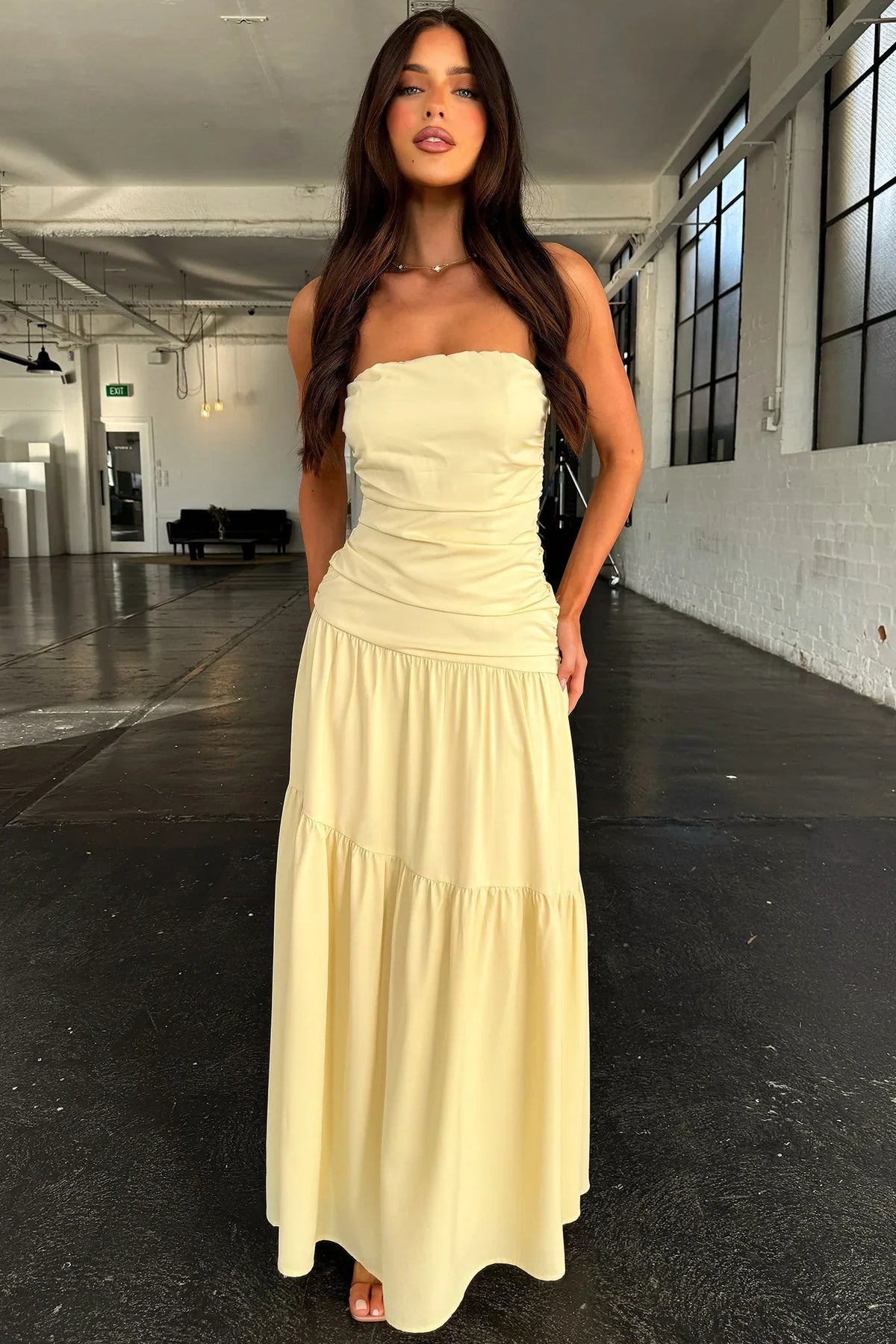 Charlotte Strapless Maxi Dress - Yellow