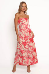Lani A Line Strapless Maxi Dress - Pink Floral